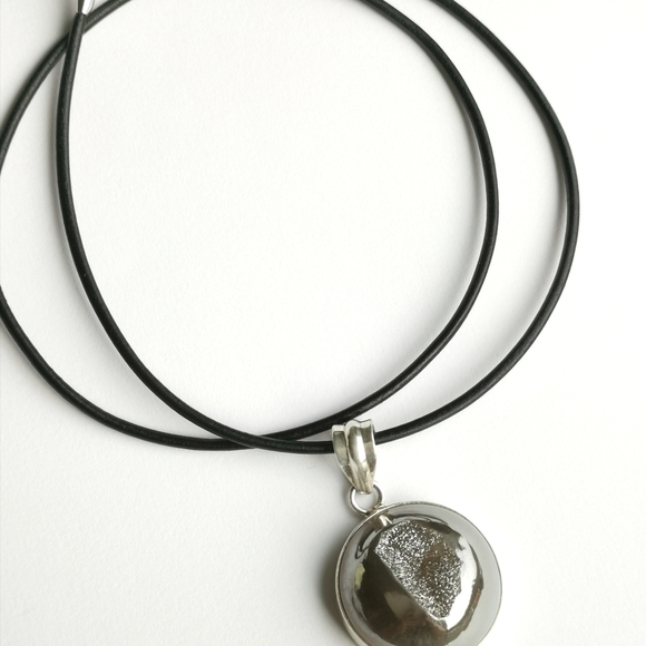 Sterling Silver Druzy Quartz Pendant Necklace NEW - Picture 9 of 9